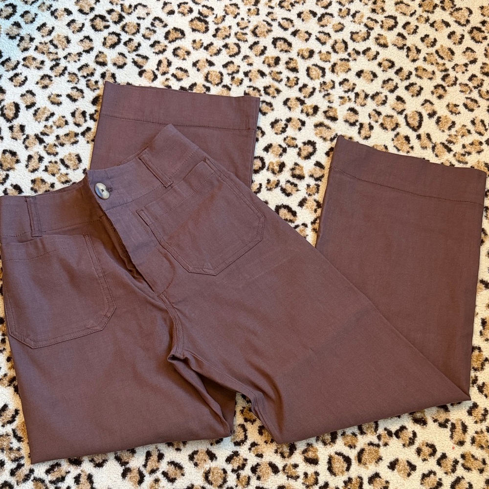 Maeve Brown Wide-Leg Pants